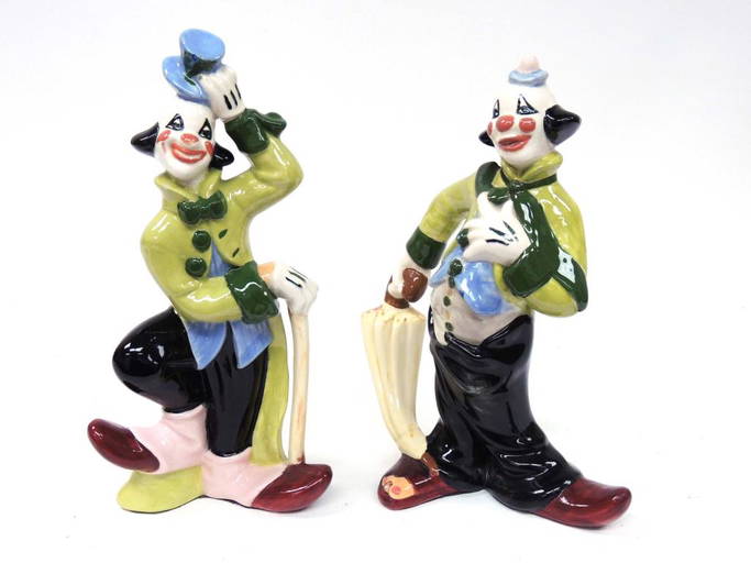 Ceramic Clowns Italy, Enesco Lot Of 5