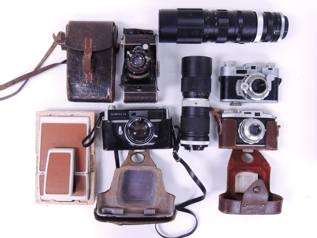 Camera Lot: Olympus, Kodak, Voigtlander, Vivitar 85-205 & Polaris 70-230 Lenses