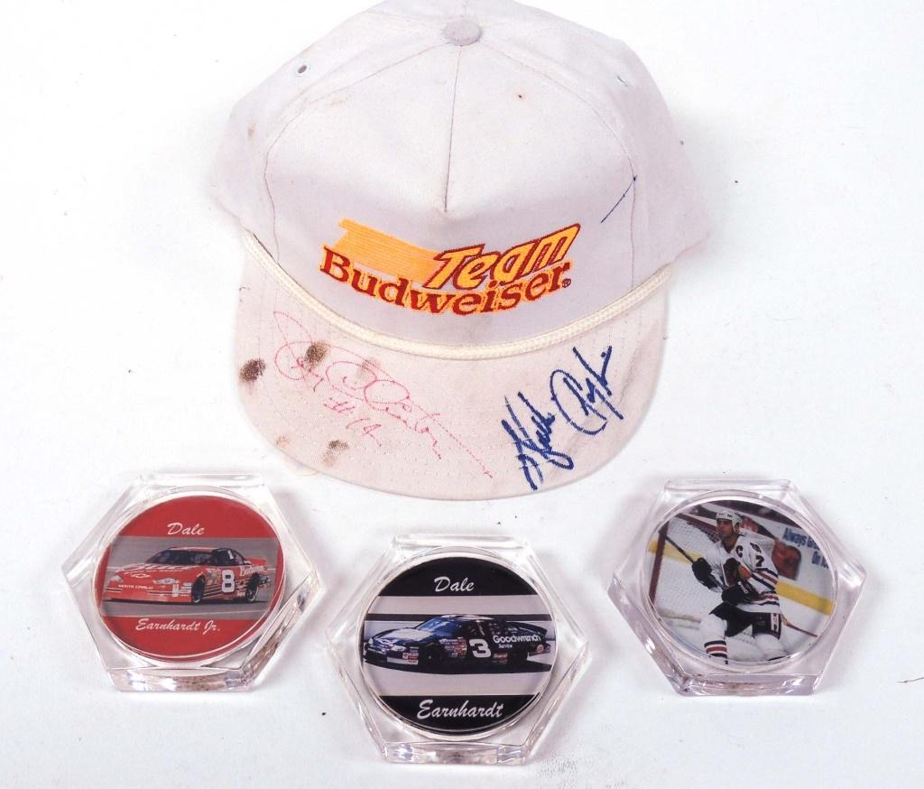 Walter Payton Team Budweiser Signed Cap: w/ 3 coasters