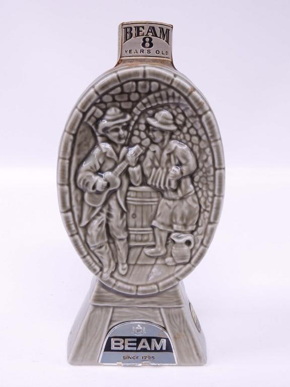 Jim Beam 8 Year Old Whisky Bottle: Distilled 1956, bottled 1964. Bottled in Bond, 100 proof Sealed decanter Regal China