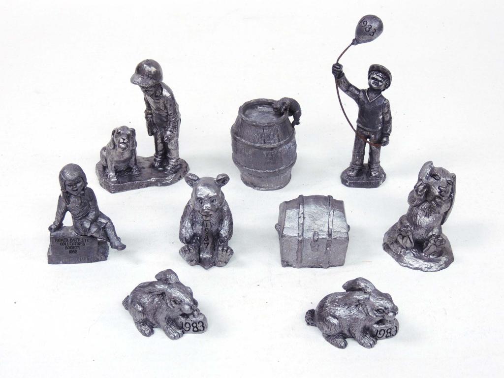 Pewter Figurines by Michael Ricker: 9 pieces