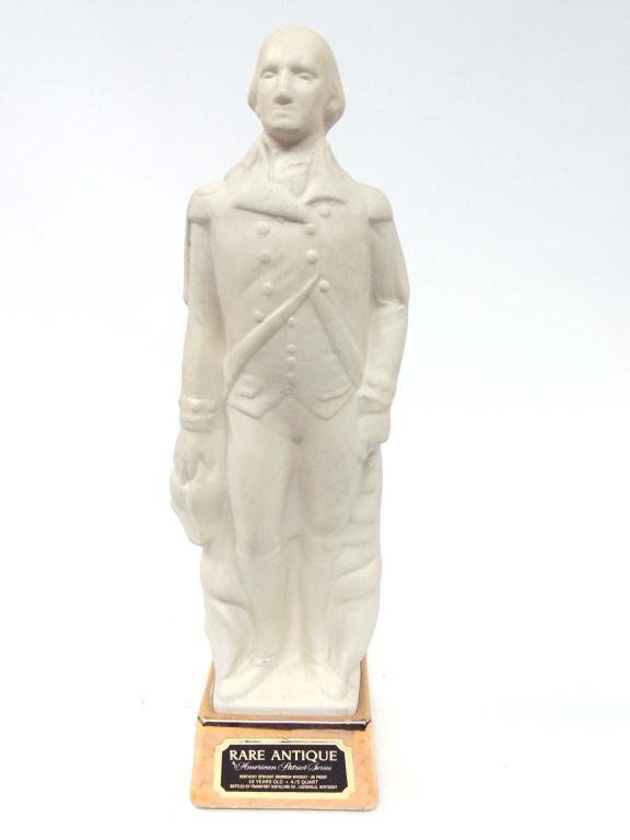 1980s Rare Antique George Washington Decanter: Sealed. Rare Antique Hometown Patriot George Washington Decanter. Please talk to Ian before bidding on bottles, if you may need shipping.