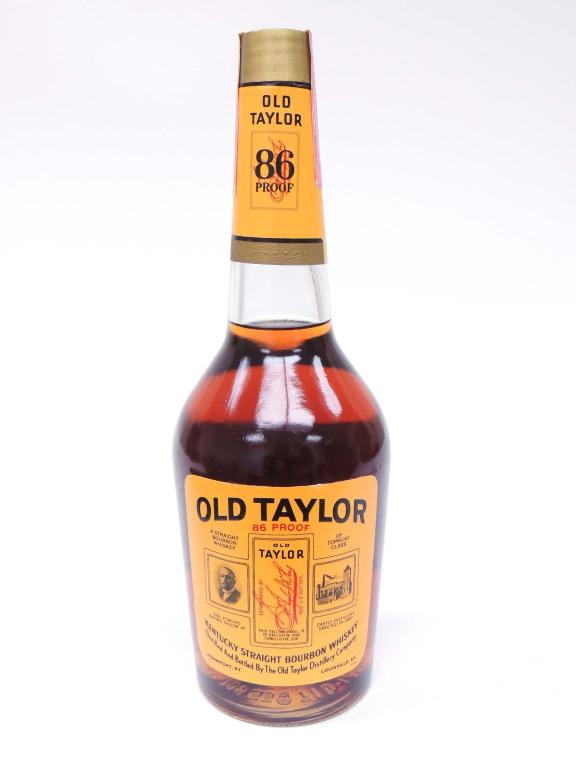 Old Taylor Whiskey Bottle, 1971: 86 Proof, 4/5 Quart