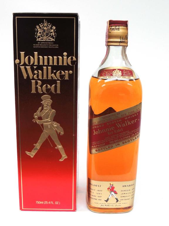Bottle: Johnny Walker Red Label Whiskey: 86.8 Proof, in box. Sealed.