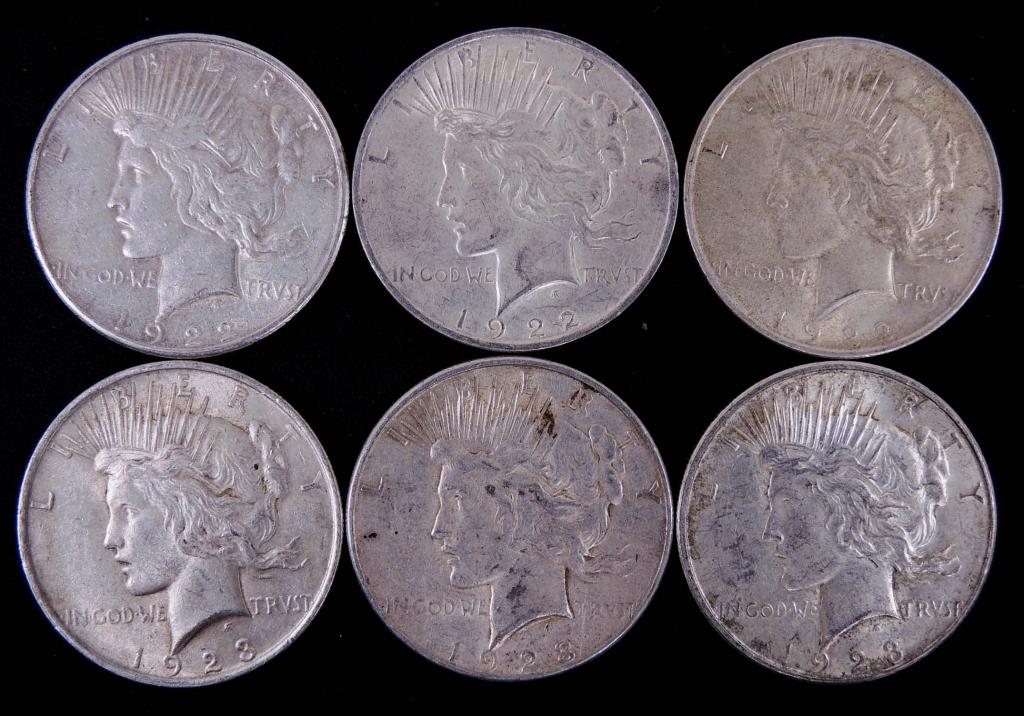 Peace silver dollars (6) (1 of 2)
