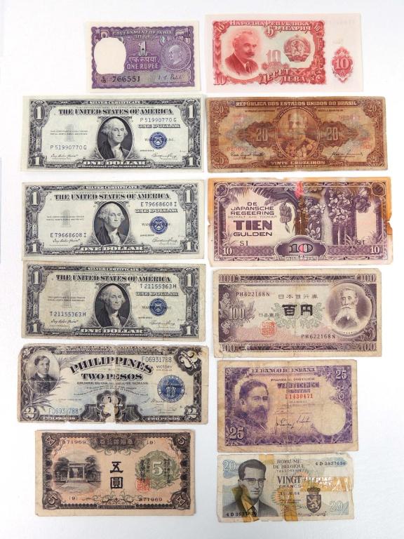 Silver Certificates (3) and Foreign Notes (9) (1 of 6)