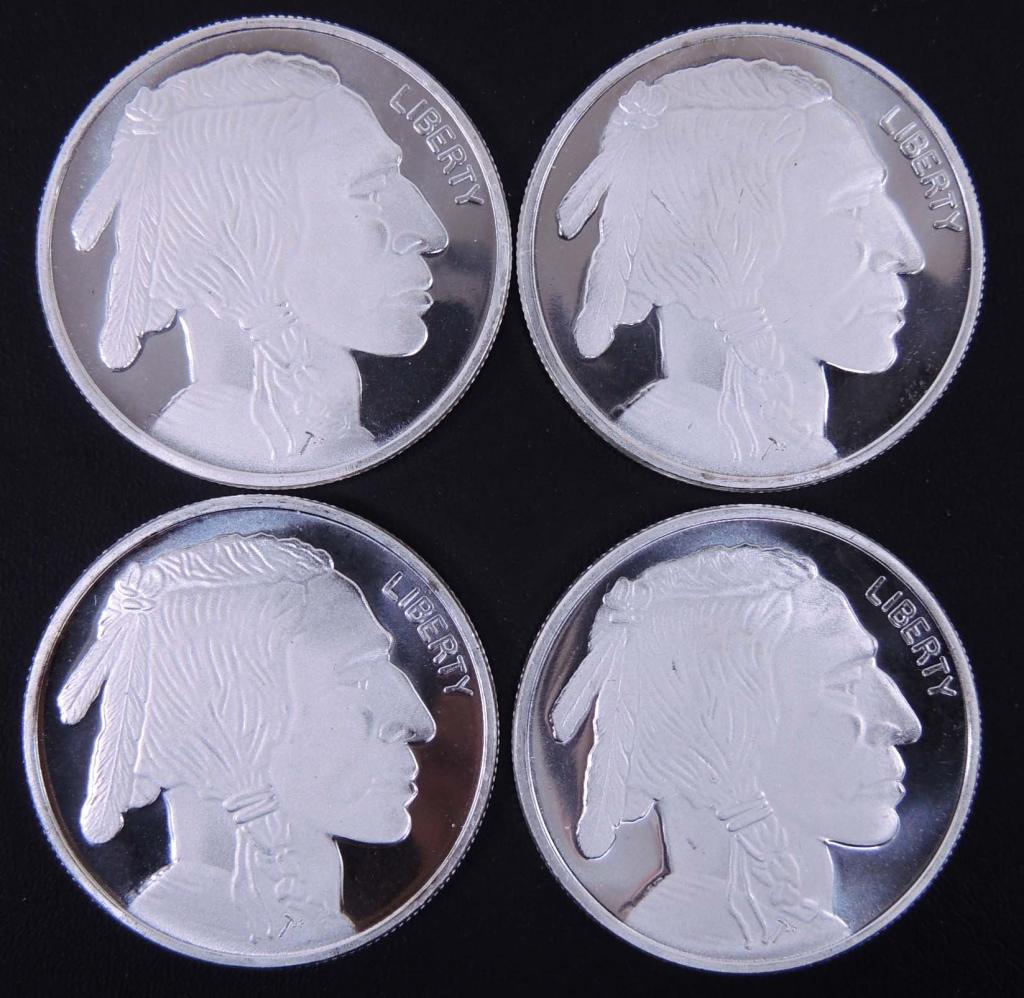 BU Buffalo/Native American silver rounds (4) (1 of 2)