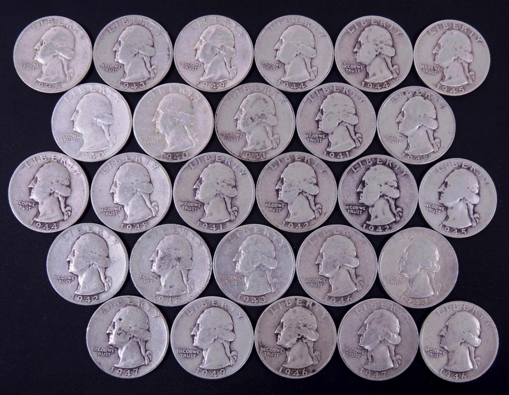 1940s Washington silver quarters (27) (1 of 2)