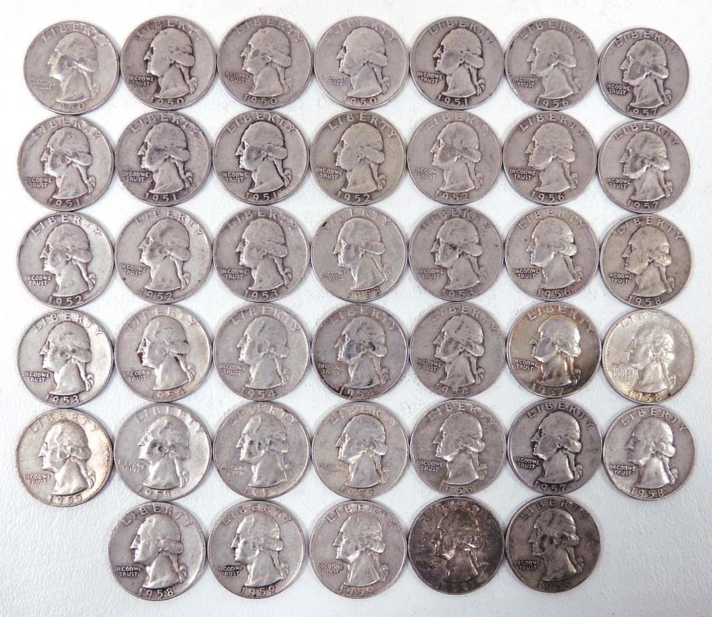1950s Washington silver quarters (40) (1 of 2)