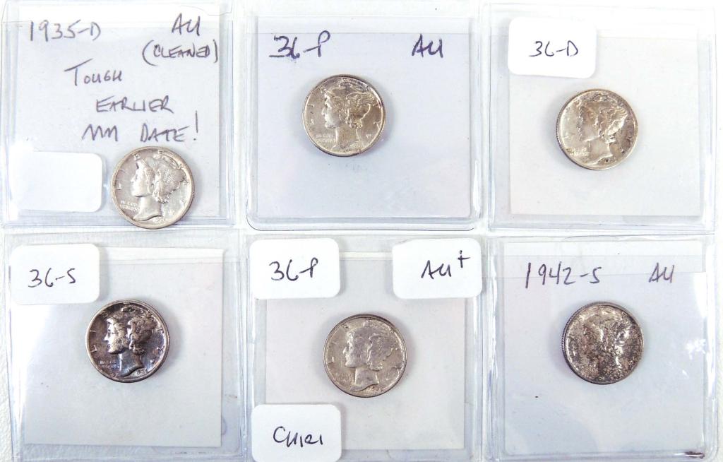 Mercury dimes (6) (1 of 2)