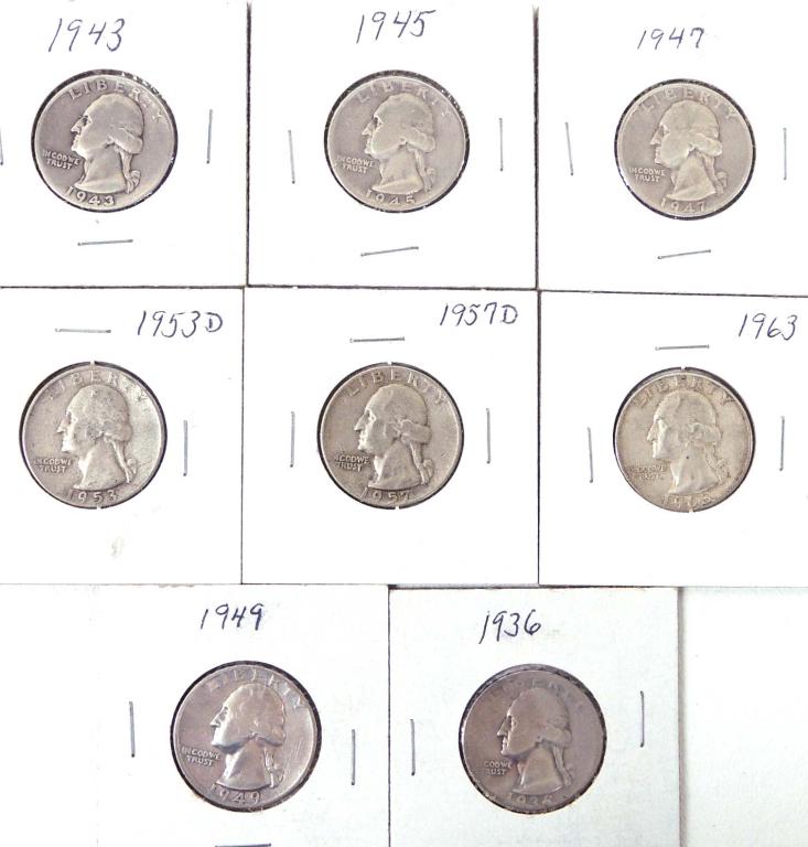 Washington silver quarters (8) (1 of 2)