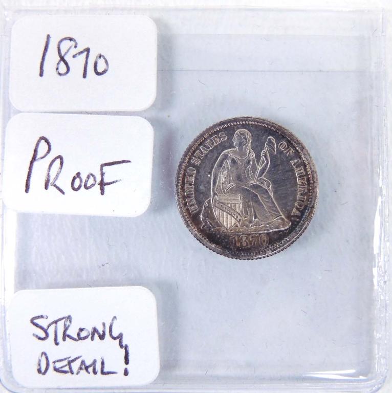 1870 Seated Liberty dime - proof - rare coin! (1 of 2)
