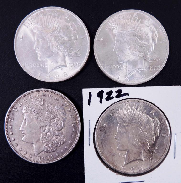 (1) Morgan and (3) Peace Silver Dollars (1 of 2)