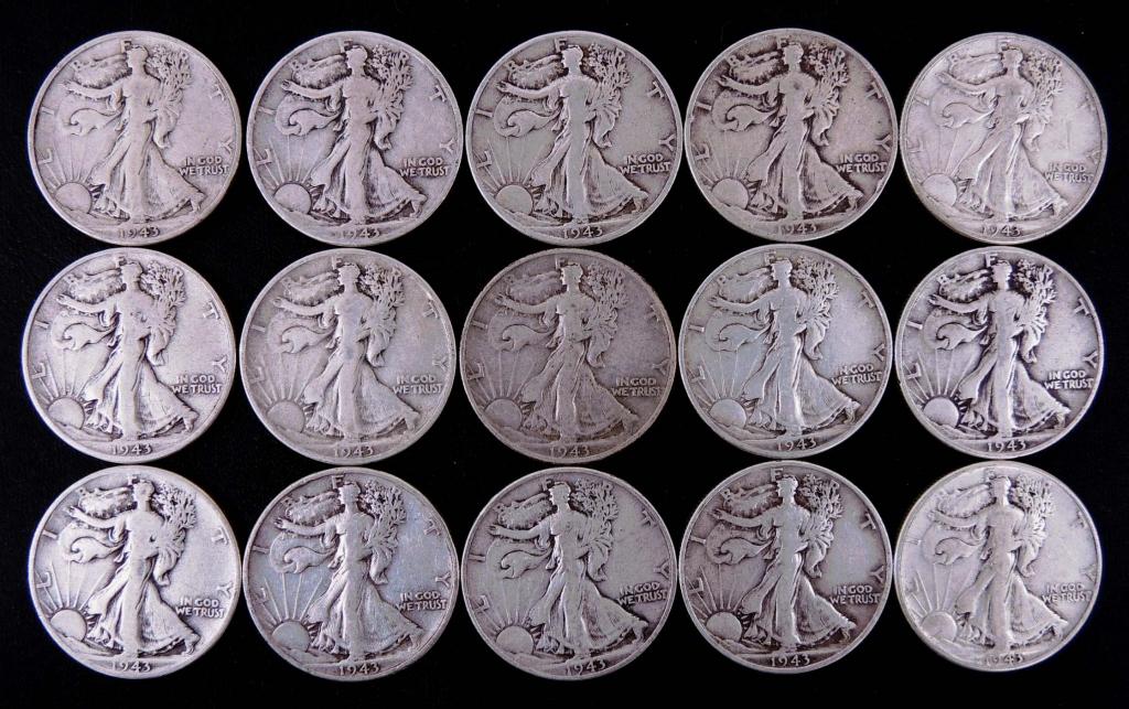 1943 Walking Liberty half dollars (15) (1 of 2)
