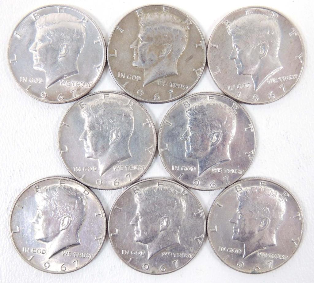 1967 Kennedy 40% silver half dollars (8) (1 of 2)
