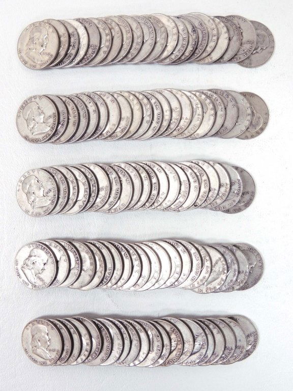 Franklin silver half dollars (100) (1 of 2)