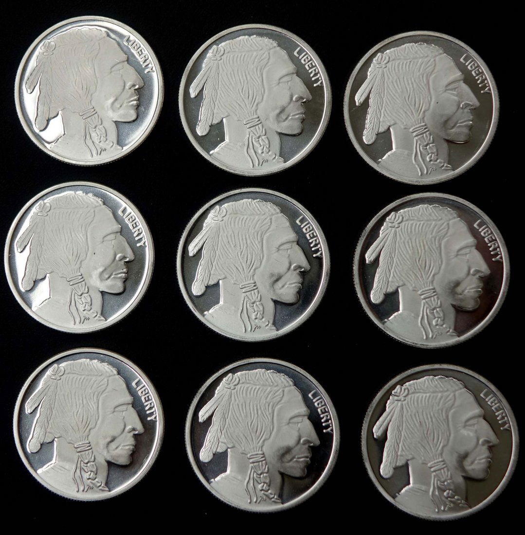 9 BU 1ozt Silver Rounds (1 of 2)