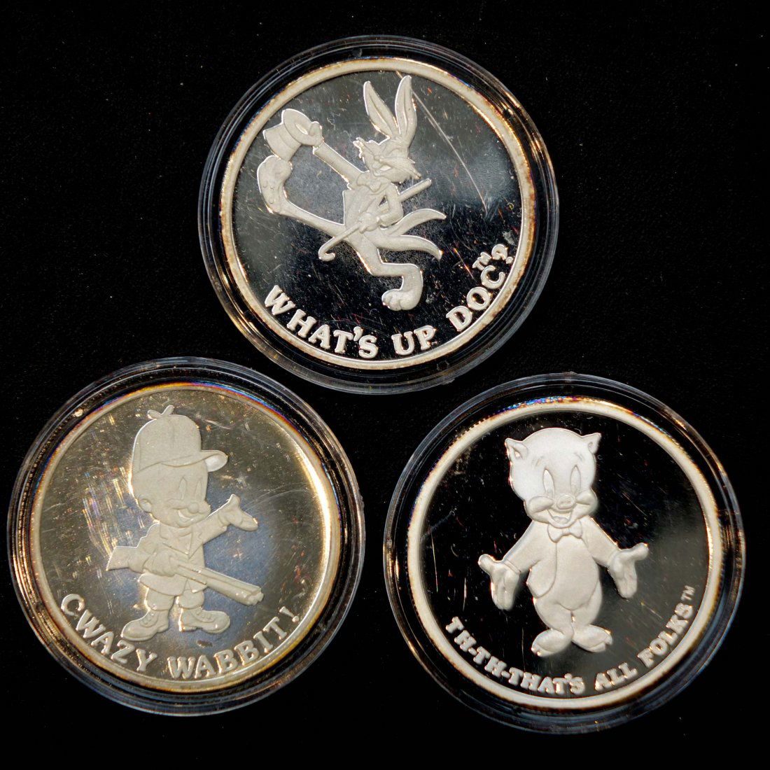 3 Silver Looney Tunes 50th Anniversary Coins, 1989 (1 of 8)