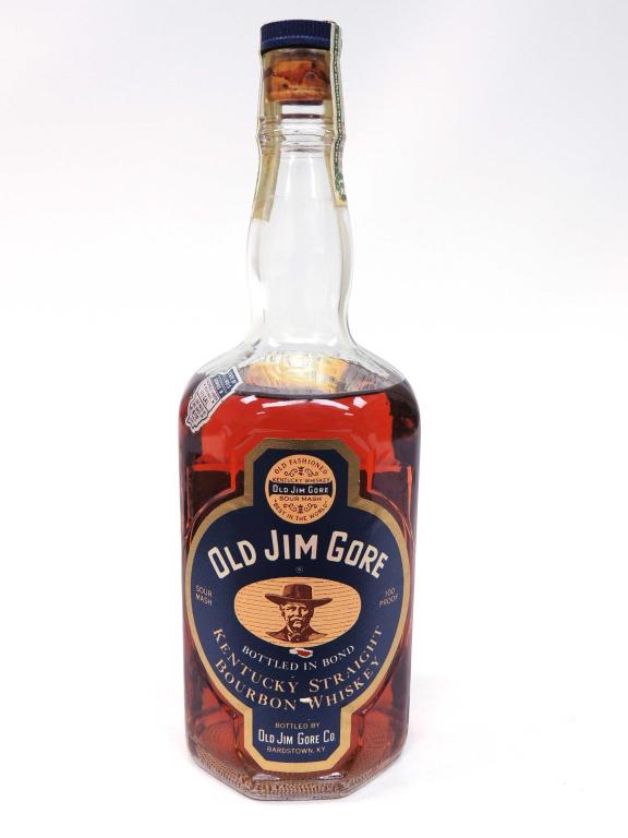 Old Jim Gore KY Bourbon Whiskey, Bottled in Bond: 100 Proof. Sealed, Shoulder fill. (MAY BE) 1958/64 or 1948/54. Bottom of bottle - 64 over 7D108 over 54. Series N IL Tax stamp, $1 per gallon.