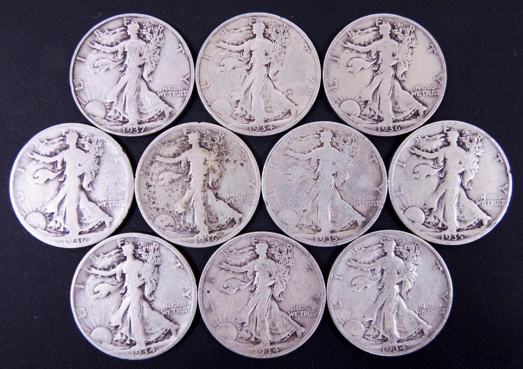 1930's Walking Liberty half dollars (10) (1 of 2)