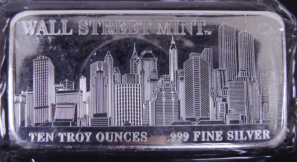 10 ozt. Fine Silver Bar - Wall Street Mint (1 of 2)