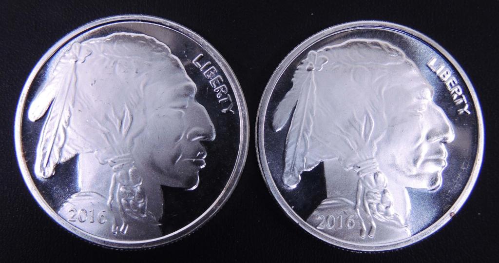 (2) 2016 Buffalo/Native American Silver Rounds (1 of 2)
