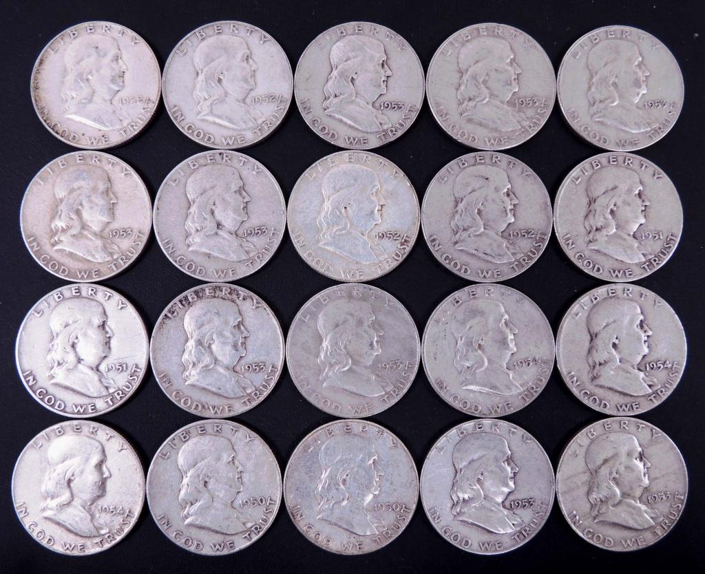 Early 1950's Franklin Half Dollars (20) (1 of 2)