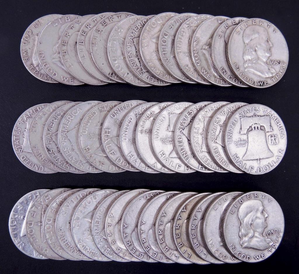Early 1950's Franklin Half Dollars (40) (1 of 1)