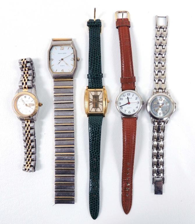 5 watches: 5 watches: Jaz, Watchit, Pierre Cardin, Waltham Classics (two languages), Milan