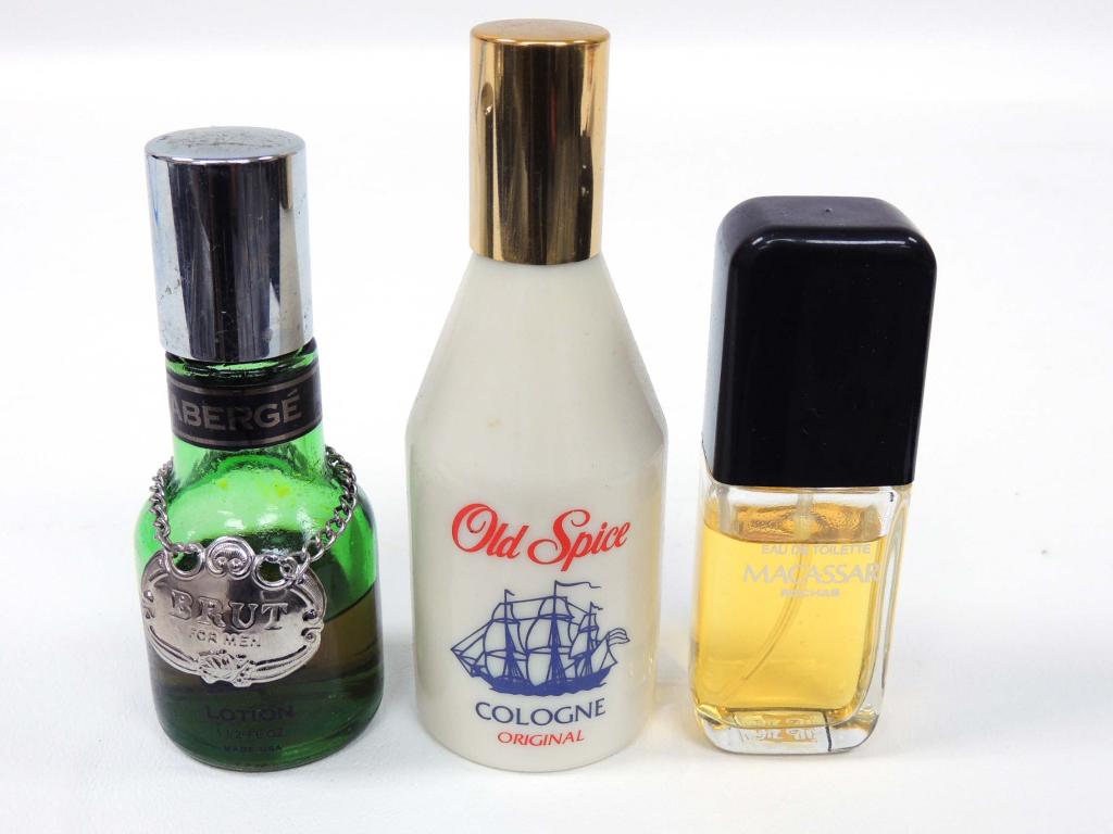 Vintage Men's Cologne - Brut, Macassar...: Brut by Faberge, Old Spice, Macassar. The Macassar bottle is labeled .85 oz. / 25ml.