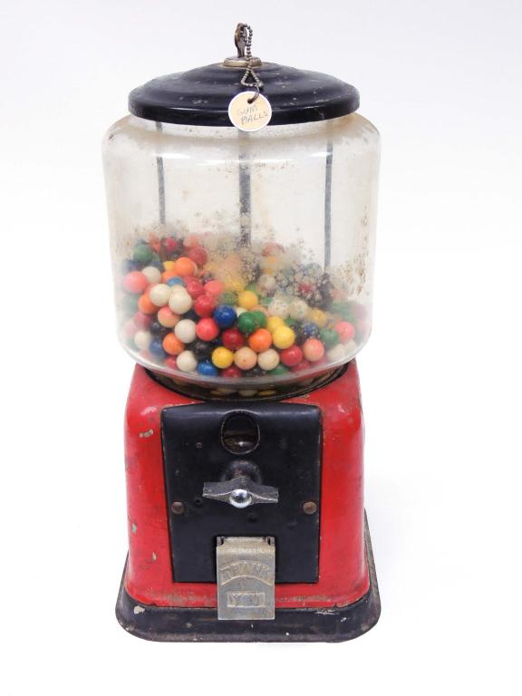 Gumball Machine - Victor Vending Co. - 1 Cent: Has been repainted. With key. Local pickup or third party shipping only. Includes vintage gumballs.