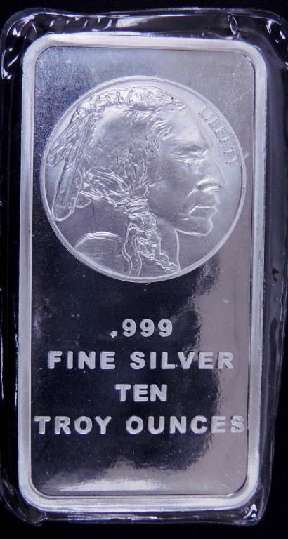 10 ozt. Bar Fine Silver - Buffalo/Native American (1 of 2)