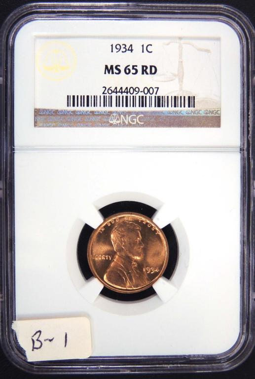 1934 Lincoln Cent NGC MS 65 RD (1 of 2)