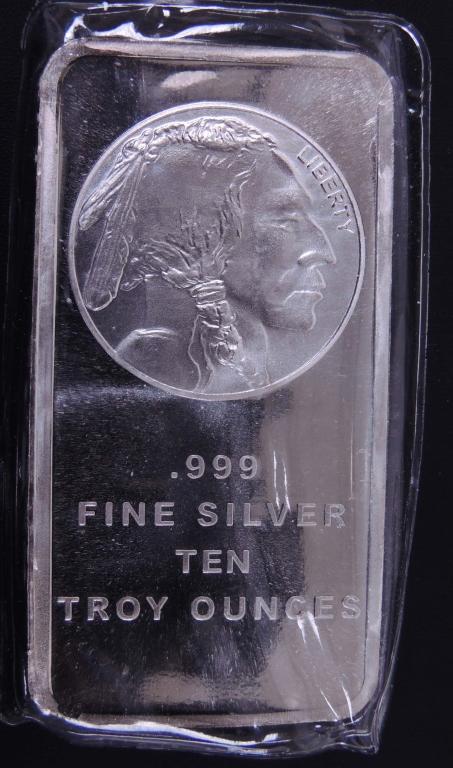 10 ozt. Fine Silver Bar - Native American /Buffalo (1 of 2)