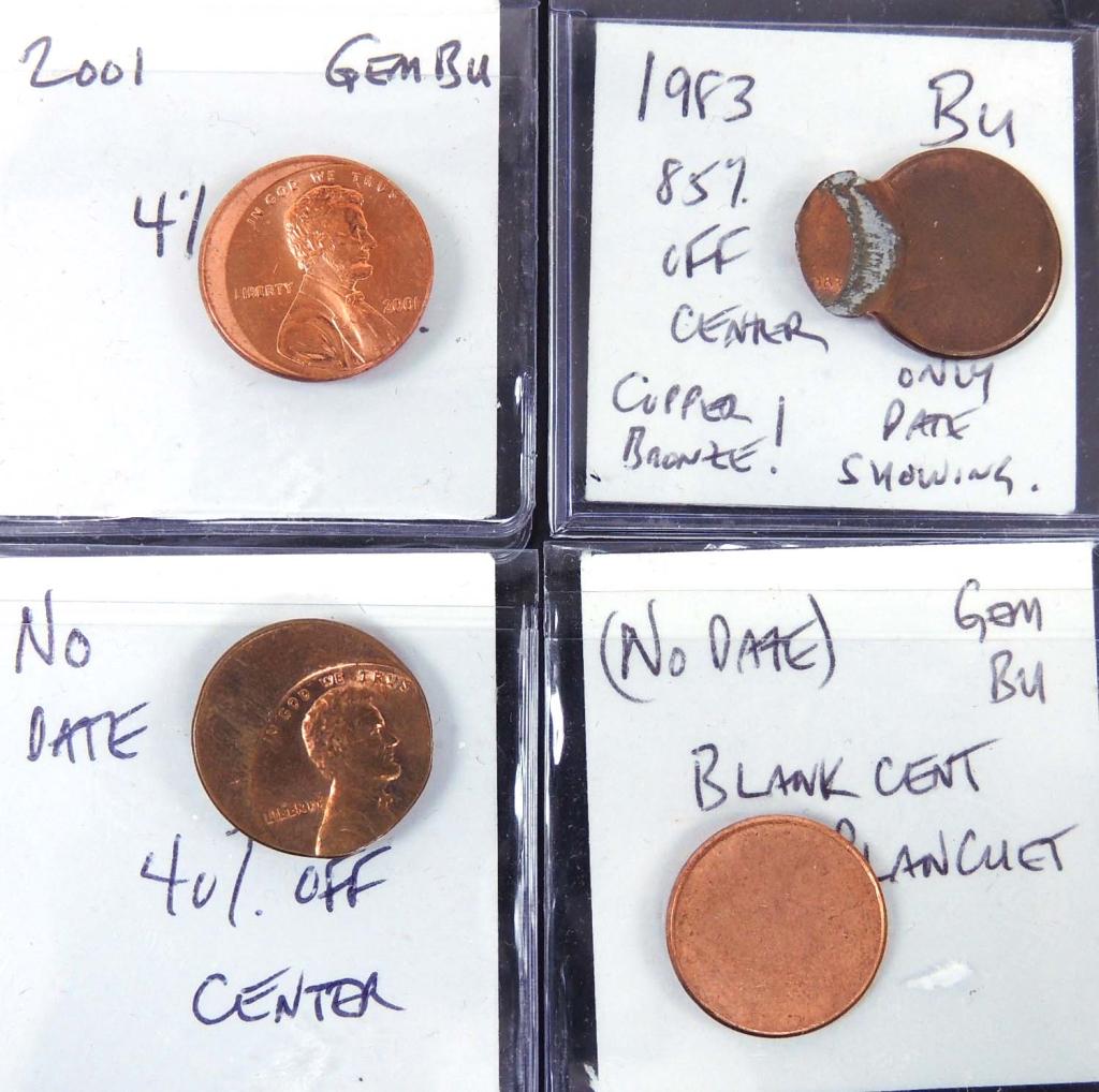 Four Lincoln Cent Error Coins (1 of 2)