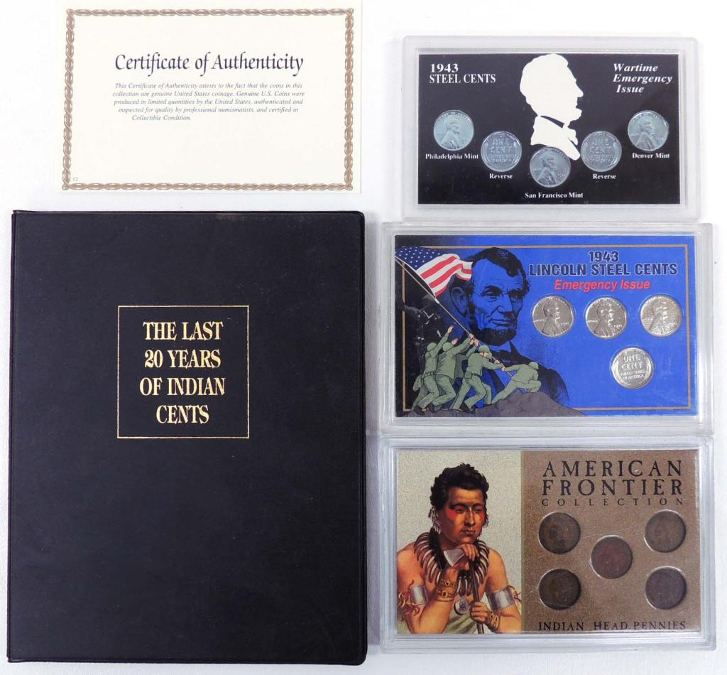 Penny Collection: (9) great 1943 steel cents, 25 Indian head cents (including last 20 years).