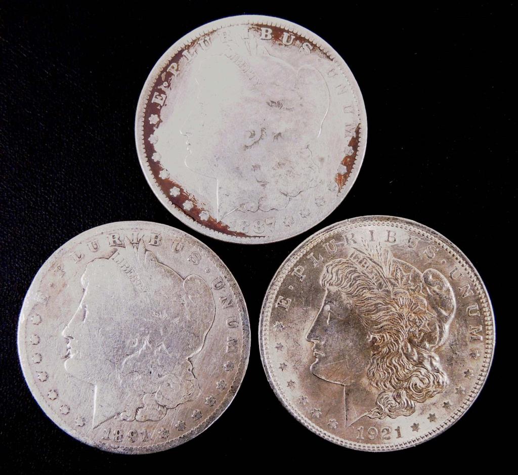 3 Morgan Silver Dollars (1 of 2)