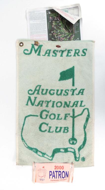 Golf Memorabilia: Golf Memorabilia: 2000 Masters Tournament Patron Sign, ephemera, towel, Knollwood Golf Club Towel