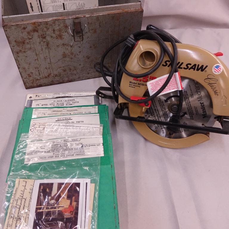 Skilsaw Classic Circular Saw: *****3rd party shipping or local pickup only. We can NOT ship this item from our shop*****. Vintage (?) Skilsaw Classic circular saw (Model 5275). Used. 2.5 hp. Original operating/safety instructions.