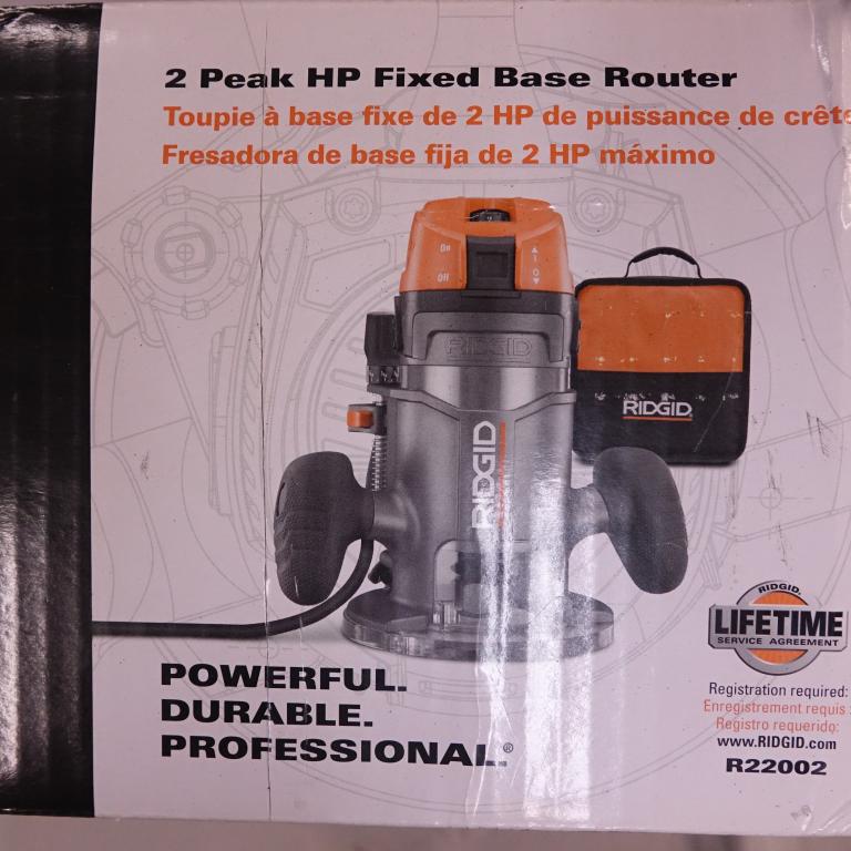Ridgid Fixed Base Router: Ridgid, 2 peak hp, fixed base router. Model #R22002.