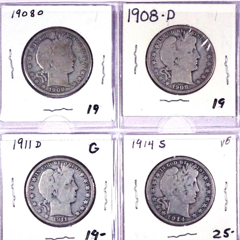 Barber Silver Half Dollars (4) (1 of 10)