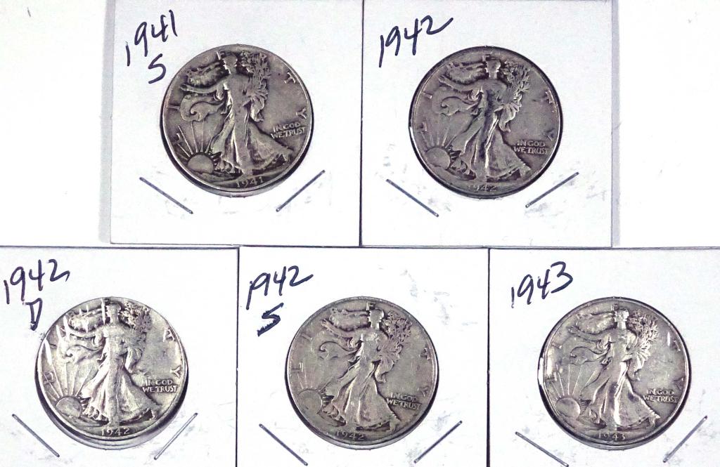 Walking Liberty Half Dollars (5) (1 of 12)