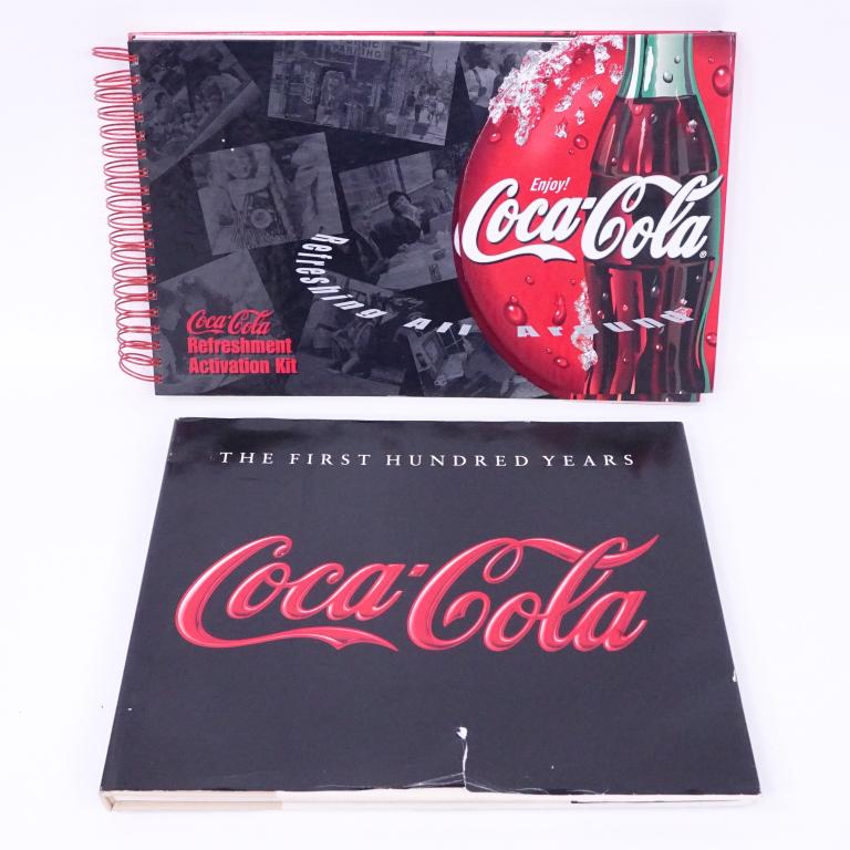 1998 Coca-Cola Salesman: Coca-Cola refreshment activation kit and "First Hundred Years Book." Some tears to dust jacket. Anticipated sale time for this lot: 9:06pm, CST.