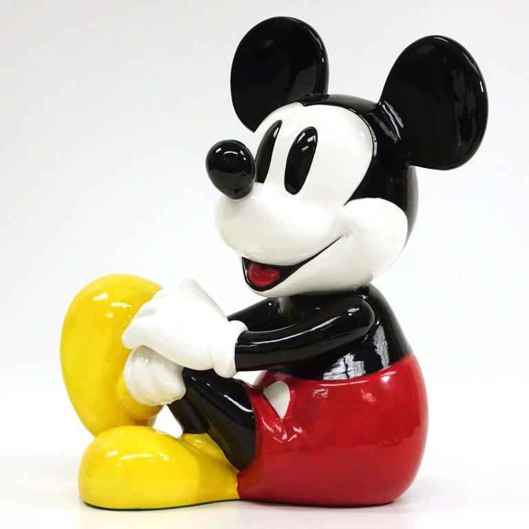 Large Schmid Mickey Mouse Music Box: 14 1/2" tall x 10" deep x 12" wide. 2 small scuffs. Works.
