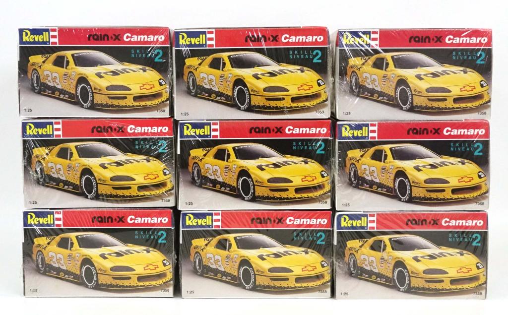 9 Vintage-Die-Cast Revell Camaros: 9 Revell Rain X Camaro Model Kits, 1994. Made in the U.S.A.