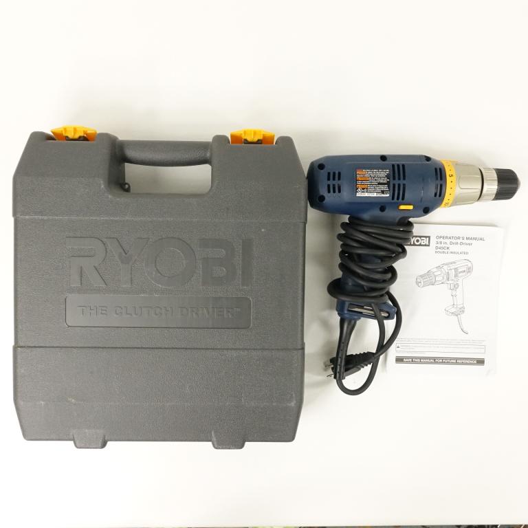 Ryobi 3/8" Drill Driver: M/N D45CK. In case, with instructions.
