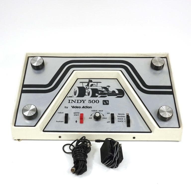 Vintage Indy 500 Video Game (1976?): By Video Action. with power cord and cable. Untested.