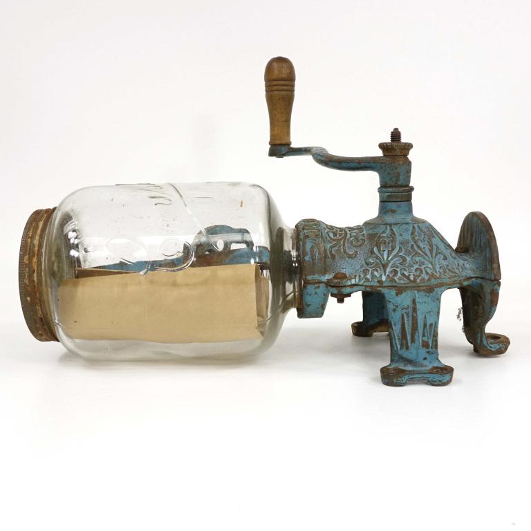 Vintage Crystal Arcade Wall Mount Coffee Grinder: With #3 Crystal jar and lid.