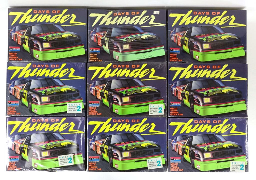 9 Vintage Monogram Days Of Thunder Model Cars: 9 Monogram Days Of Thunder Mello Yello Lumina Stock Car model kit, 1990. 1:24 scale.