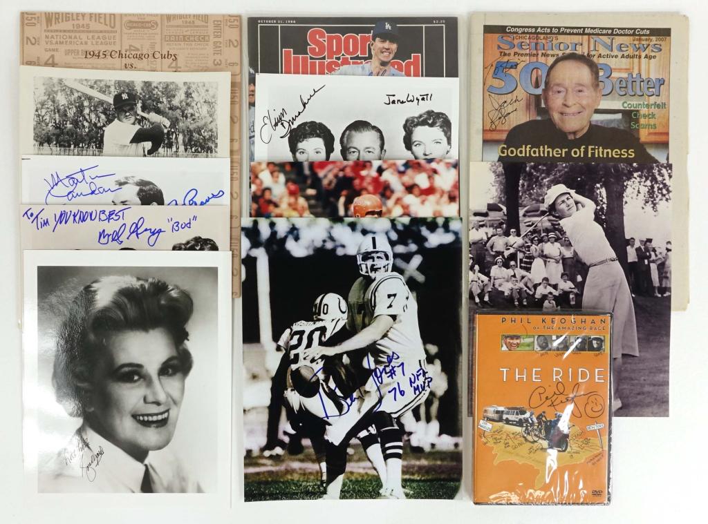 Autographs Lot: "The Ride" DVD signed by Phil Keoghan *** Mission Impossible cast photo signed by Peter Graves and Martin Landau ***. Father Knows Best cast photo signed by Jane Wyatt and Elinor Donahue *** Rose Mari